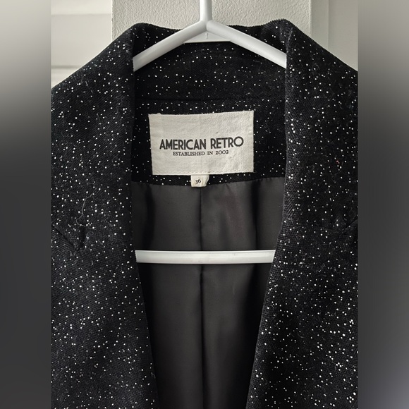 American Retro | ✨Vintage Black Velour Blazer with Silver Glitter ✨ | Size 6 - Picture 5 of 11